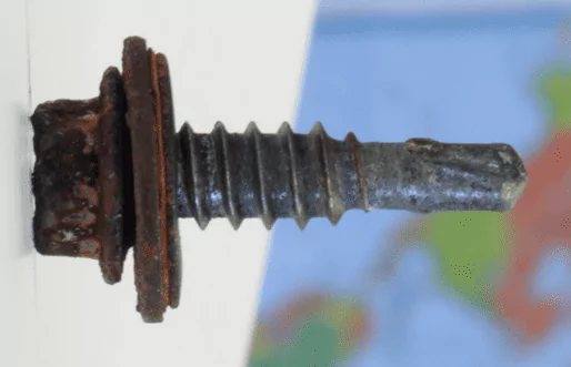 Galvanic Corrosion on a screw due to mixed metals